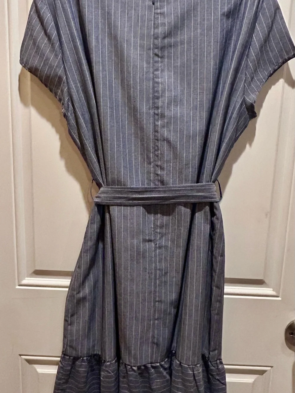 Slate Pinstripe Belted Midi Dress - Picture 2 of 8